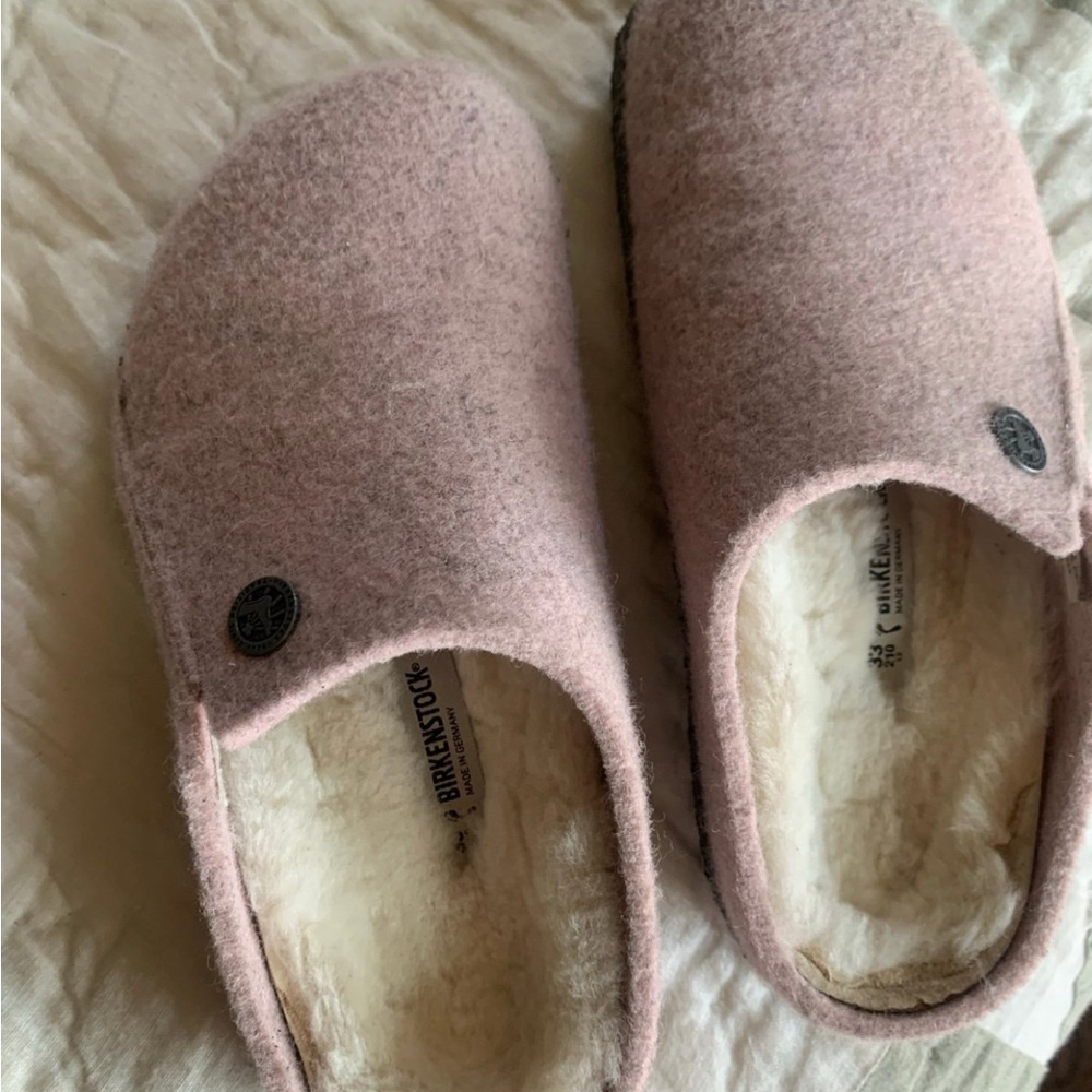 Birkenstock Pink Wool-Lined Clog Slippers